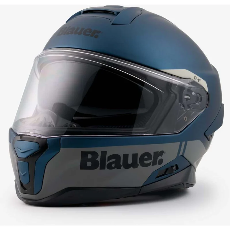 Casco Moto Integrale Blauer FF01 In Fibra Doppia Visiera H109 Blu Opaco A Buon Prezzo