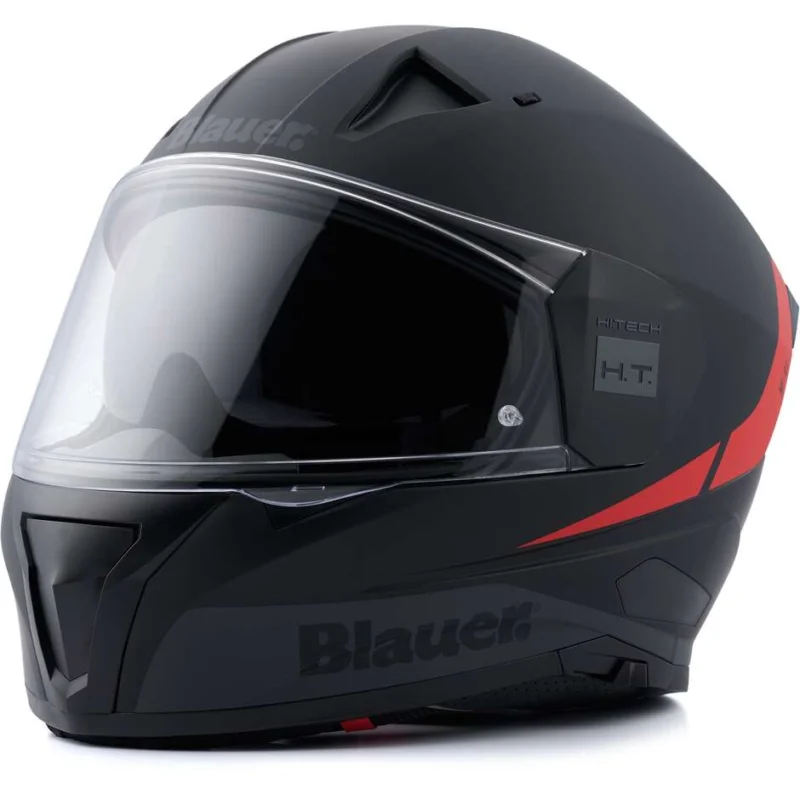 Casco moto Integrale Blauer NF01 Naca Doppia Visiera Grafica A Nero Rosso Offerta