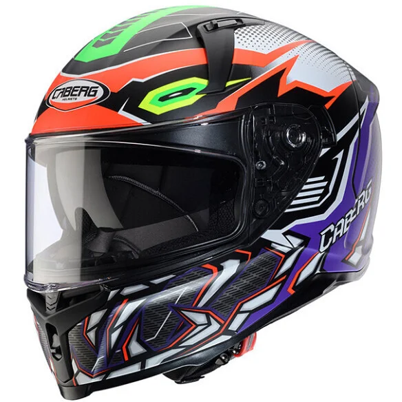 Economico Casco Moto Integrale Caberg AVALON X GURKHA Nero Opaco Arancio Verde Fluo