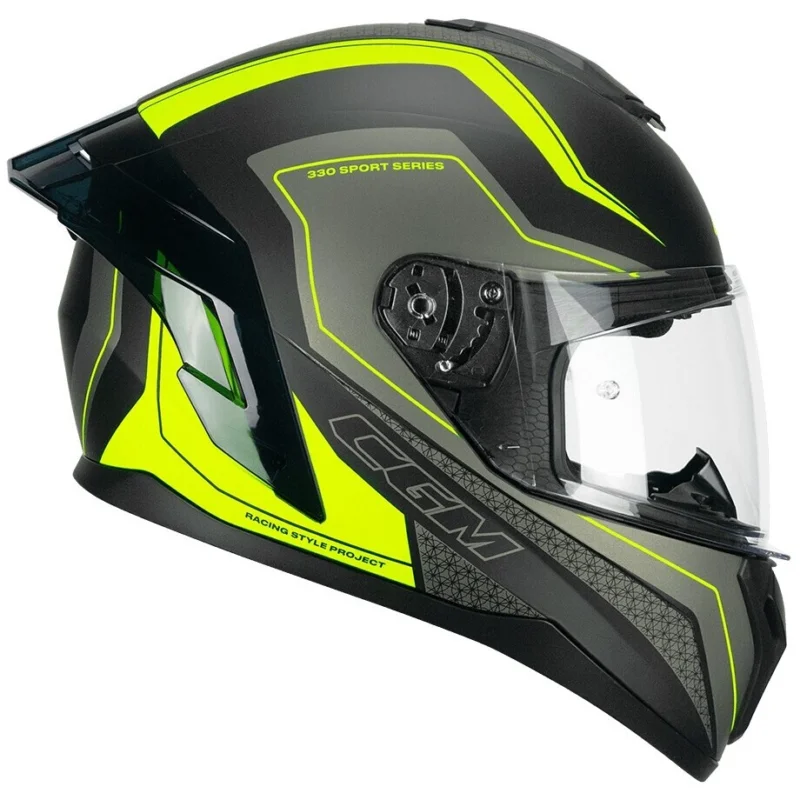 Casco Moto Integrale CGM330G RIOT SPORT Nero Giallo fluo opaco Consegna Rapida