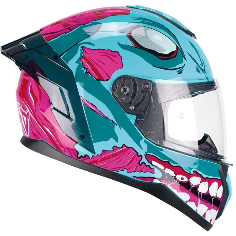 Casco Moto Integrale CGM330U RIOT UNDEAD Azzurro Rosa Reso Gratuito