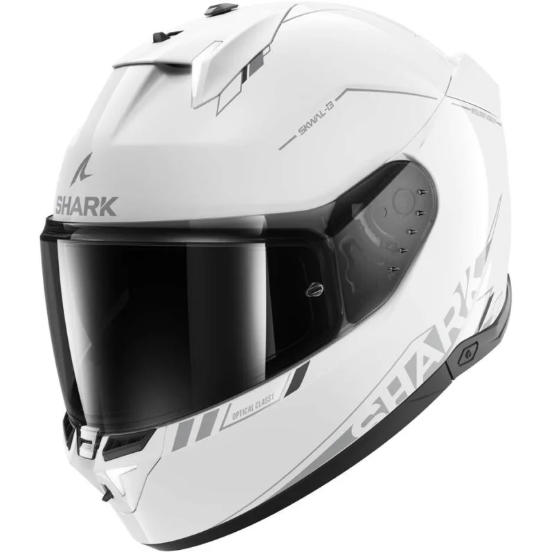 Esclusivo Casco Moto Integrale Con Led Shark SKWAL i3 BLANK SP Bianco Silver Antracite