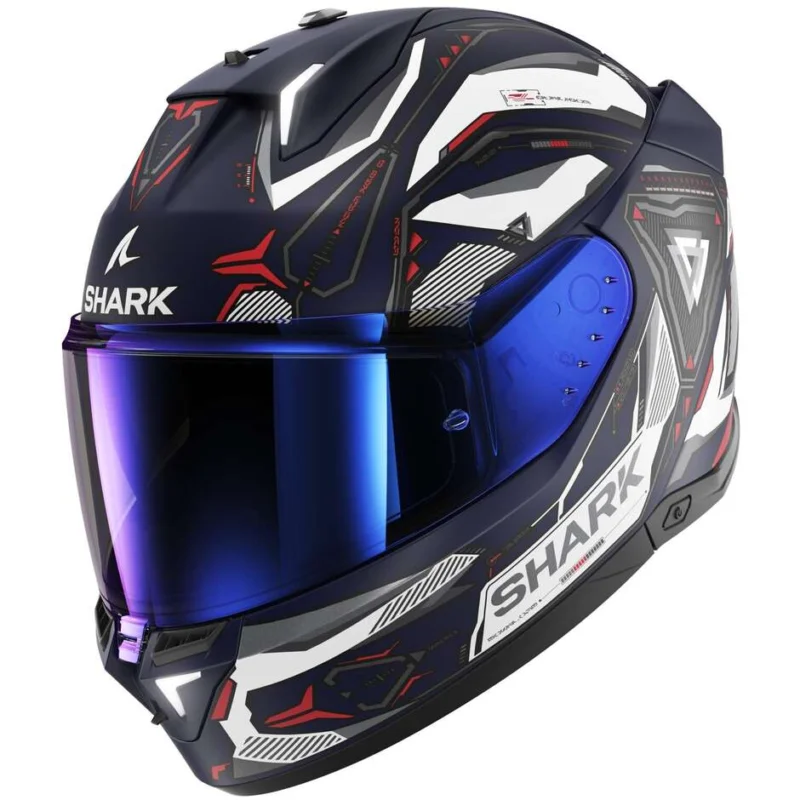 Di Tendenza Casco Moto Integrale Con Led Shark SKWAL i3 LINIK MAT Blu Bianco Rosso