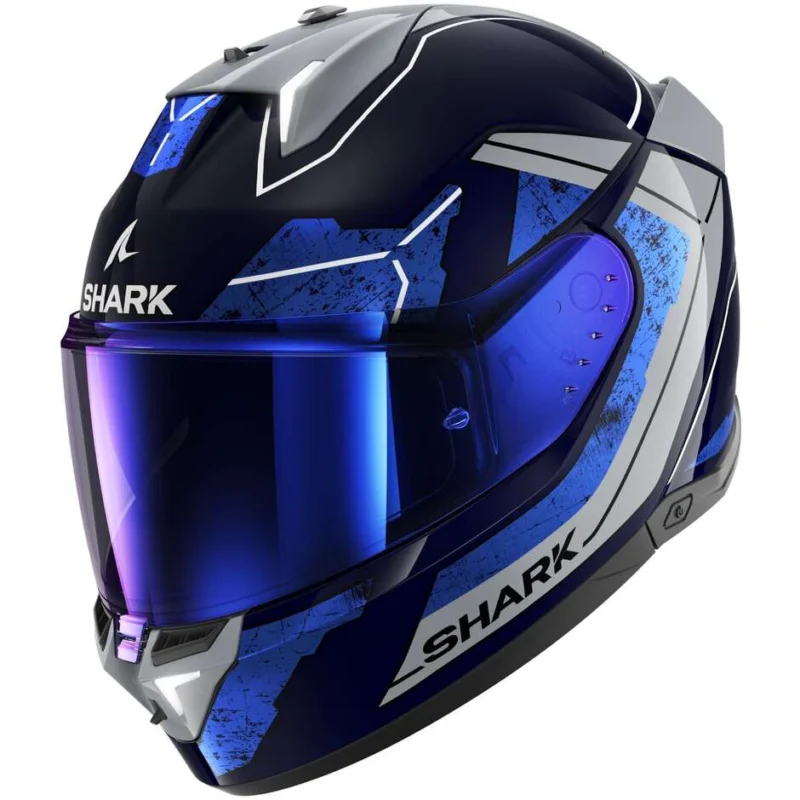 Casco Moto Integrale Con Led Shark SKWAL i3 RHAD Blu Cromo Silver Affare