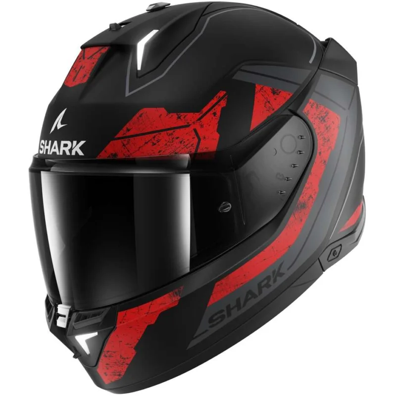 Casco Moto Integrale Con Led Shark SKWAL i3 RHAD MAT Nero Cromo Rosso Economico