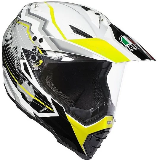 Casco Moto Integrale Cross Enduro AGV AX-8 Dual EVO Earth Nero Bianco Giallo Fluo Promo Stagionale