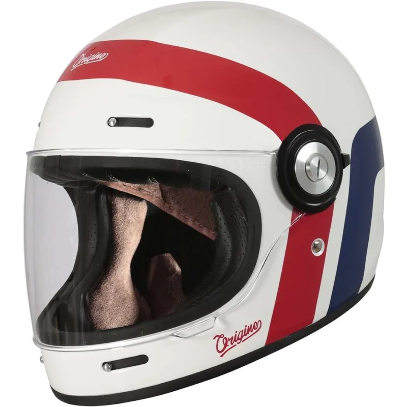 Casco Moto Integrale Custom Origine VEGA GREAT Rosso Lucido Blu Bianco Offerta Speciale