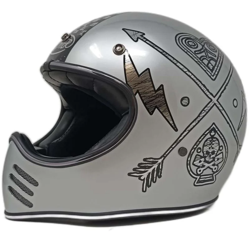 Affare Casco Moto Integrale Custom Premier MX NX SILVER CHROMED