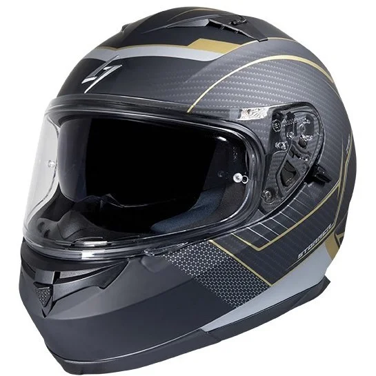 Casco Moto Integrale Doppia Visiera Stormer ZS 801 Nero Oro Saldi