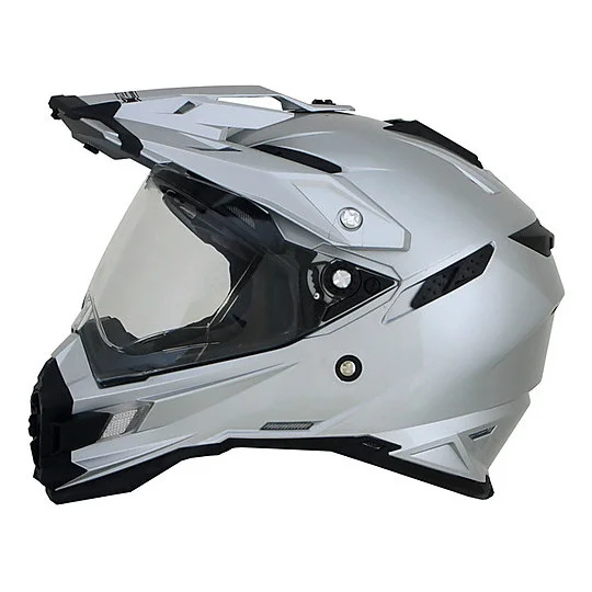 Ultimissimo Modello Casco Moto Integrale Dual Sport Afx FX-41DS Monocolore Silver