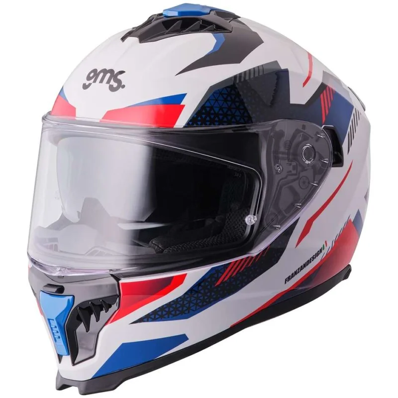 Casco Moto Integrale GMS Gelero bianco rosso blu Bestseller