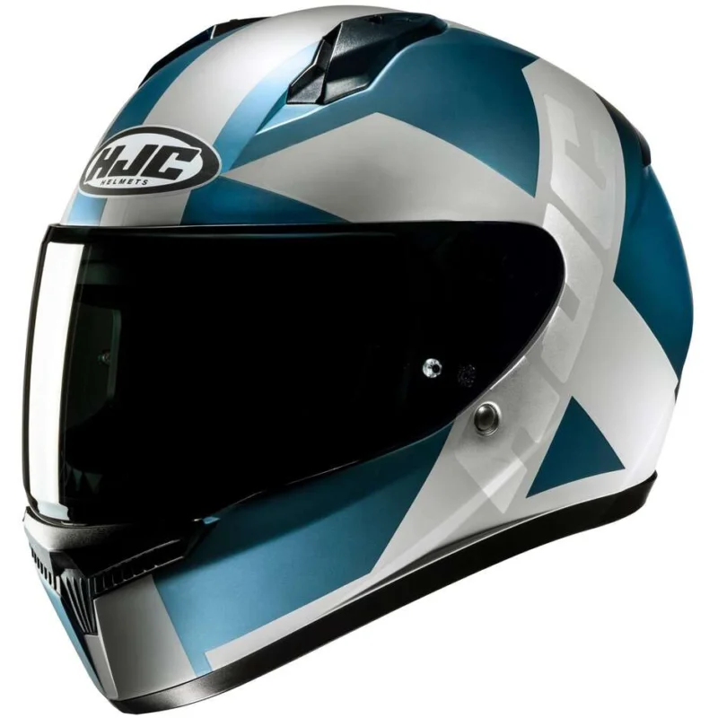 Vendita Finale Casco Moto Integrale Hjc C10 TEZ MC2SF Bianco Opaco Azzurro