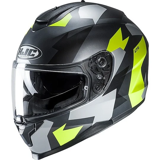 Casco Moto Integrale HJC C70 Doppia Visiera Valon MC4HSF Nero giallo Fluo Novità