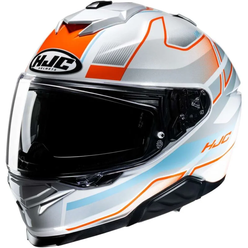 Casco Moto Integrale Hjc i71 IORIX MC27 Bianco Arancio Azzurro Ordina Subito