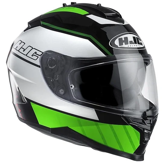 Di Tendenza Casco Moto Integrale Hjc IS17 Doppia Visiera Tridents MC-4 Nero Verde