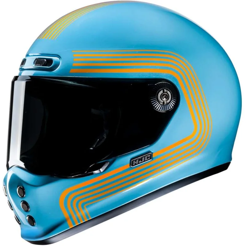 Esclusivo Casco Moto Integrale Hjc V10 FONI MC27 Azzurro Arancio
