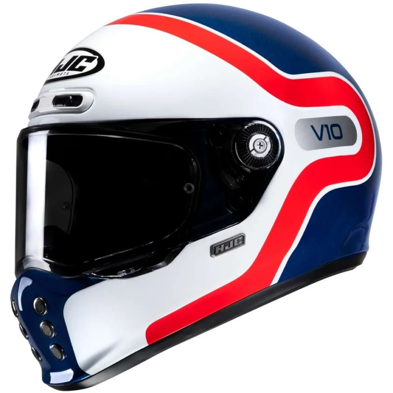 Casco Moto Integrale Hjc V10 GRAPE MC21 Bianco Blu Rosso Scelto Dai Clienti