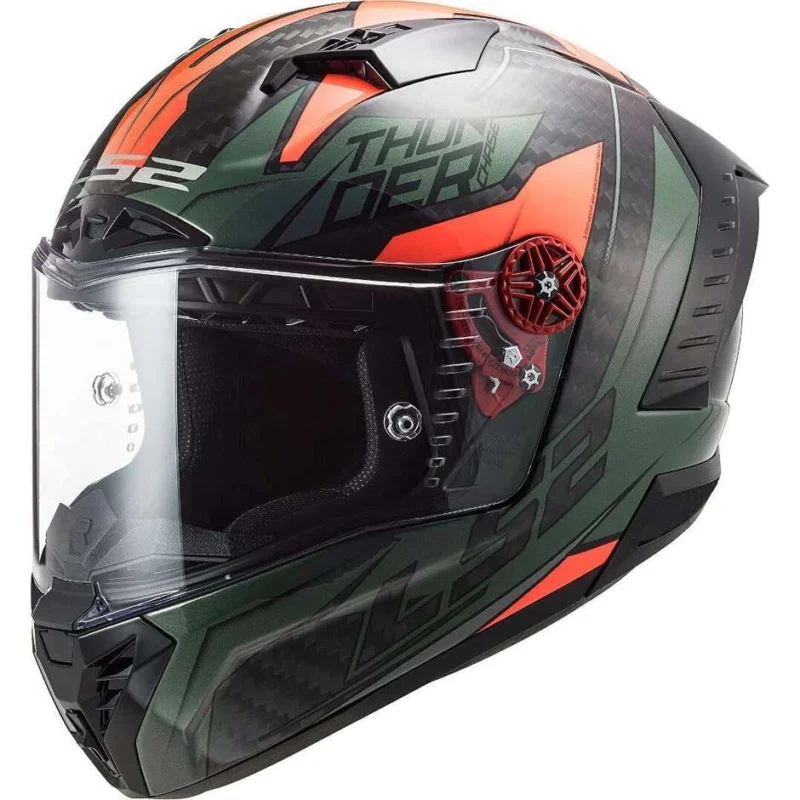 Spedito Oggi Casco Moto Integrale In Carbonio Ls2 FF805 THUNDER C Chase Verde Arancio