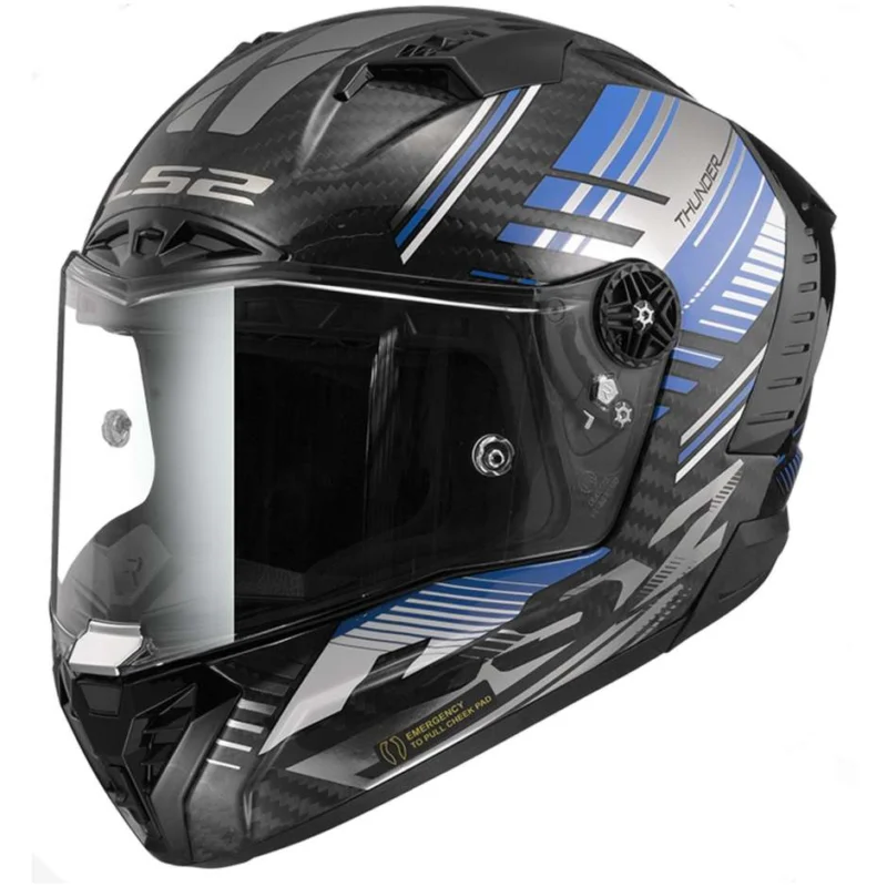 Saldi Casco Moto Integrale In Carbonio Ls2 FF805 THUNDER C VOLT Nero Blu Lucido -06
