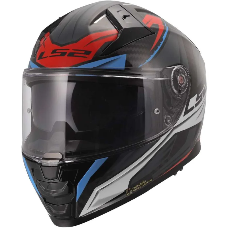 Casco Moto Integrale In Carbonio LS2 FF811 VECTOR II C SAVAGE Bianco Blu Rosso Soddisfatti O Rimborsati