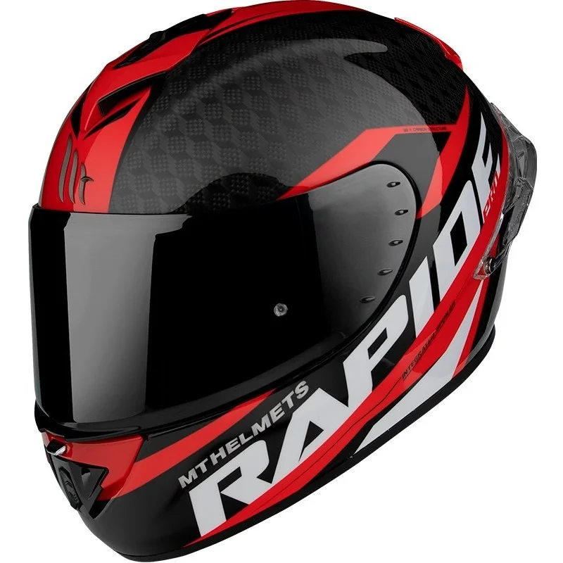 Casco Moto Integrale in Fibra MT Helmets RAPIDE PRO CARBON C5 Nero Rosso Lucido Compra Oggi Stesso