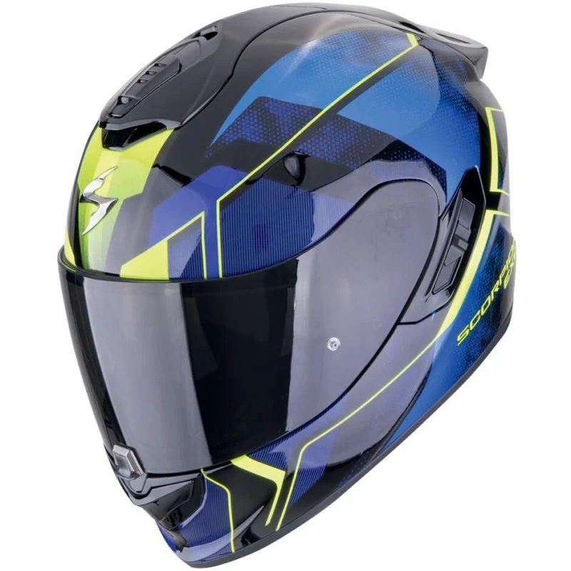 Casco Moto Integrale In Fibra Scorpion EXO-1400 EVO II AIR INTENSIO Nero Blu Ultimissimo Modello
