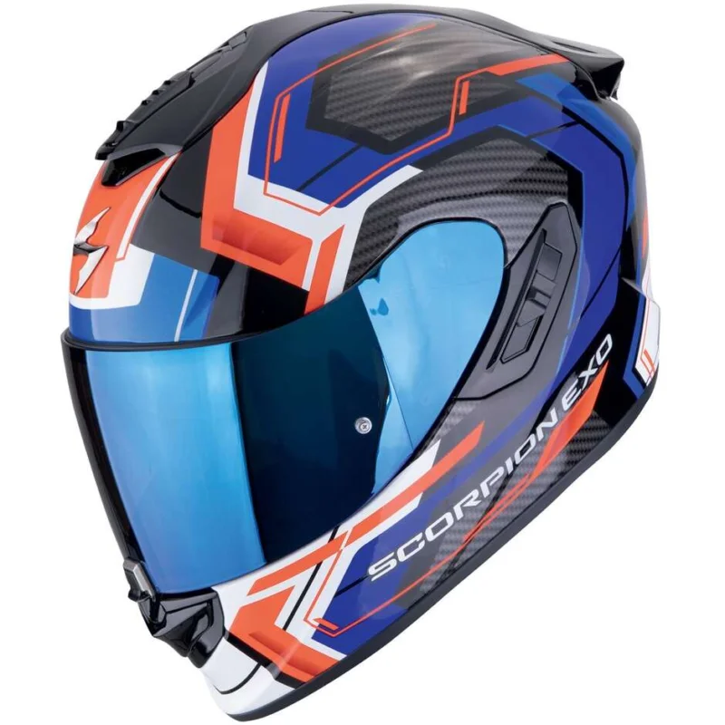 Casco Moto Integrale In Fibra Scorpion EXO-1400 EVO II AIR LINART Nero Blu Rosso Spedito Oggi