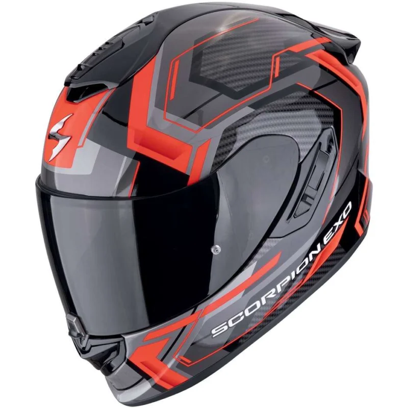 Offerta Speciale Casco Moto Integrale In Fibra Scorpion EXO-1400 EVO II AIR LINART Nero Rosso