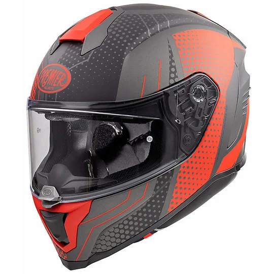 Casco Moto Integrale In Fibre Premier HYPER BP92 BM Grigio Rosso Opaco Offerta Limitata
