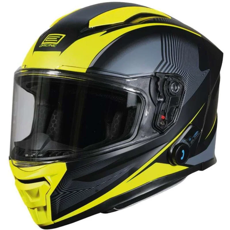 Casco Moto Integrale Interfono Integrato ORIGINE PISTA + BT ELEMENTARY Fluo Giallo Nero Opaco 22.06 Economico
