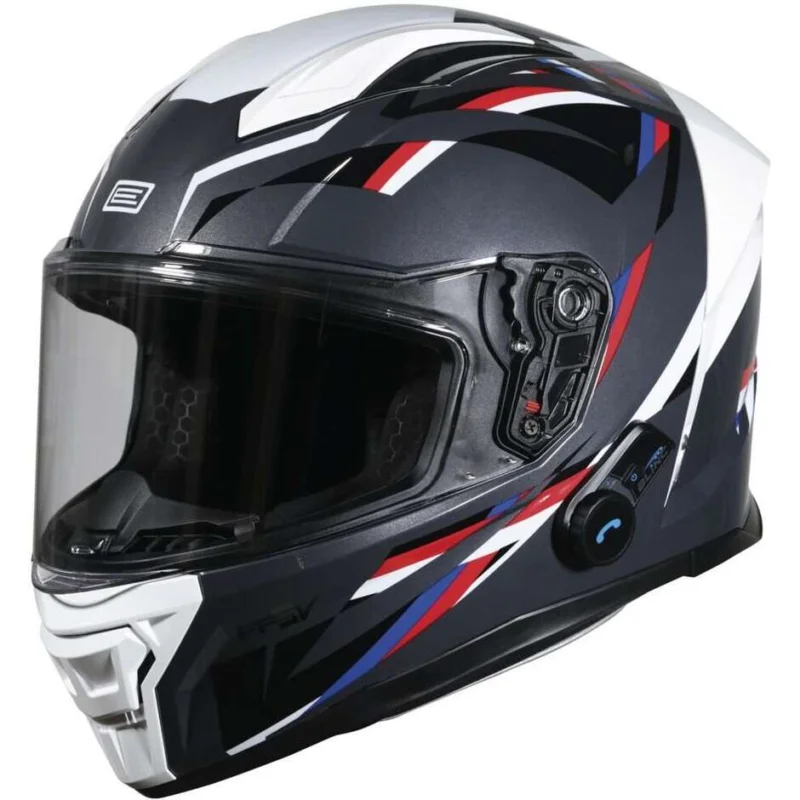 Sconto Casco Moto Integrale Interfono Integrato ORIGINE PISTA + BT MESH Bianco COOL Grigio 22.06
