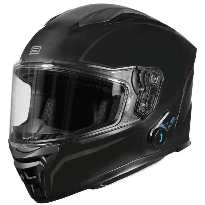 Prezzo Basso Casco Moto Integrale Interfono Integrato ORIGINE PISTA + BT SOLID Opaco Nero 22.06