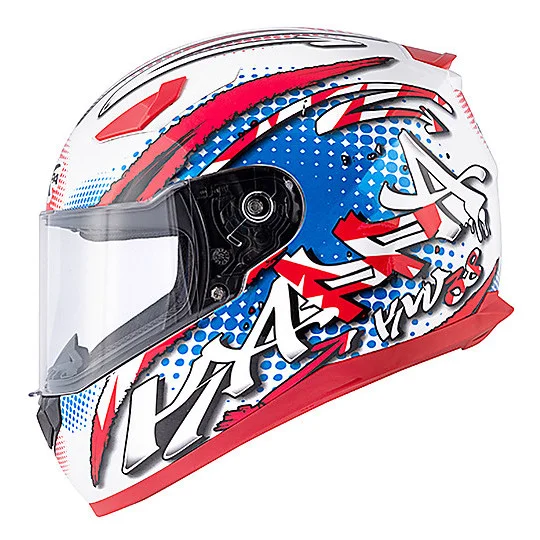 Casco Moto Integrale Kappa KV-38 Houston Spray Bianco Lucido Blu Rosso Scelto Dai Clienti