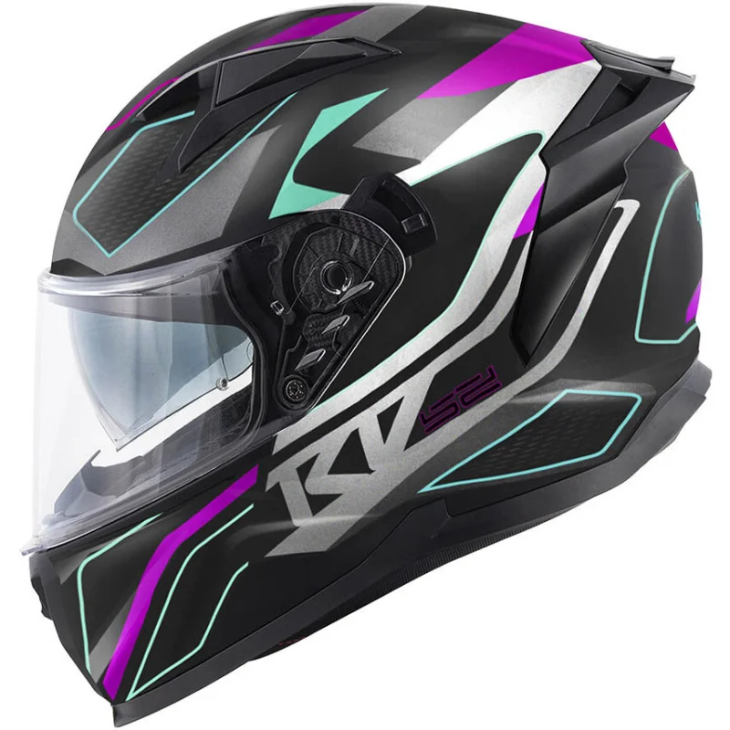 Casco Moto Integrale Kappa KV52 ATLANTIC Nero Opaco Fucsia Blu Silver Promozione