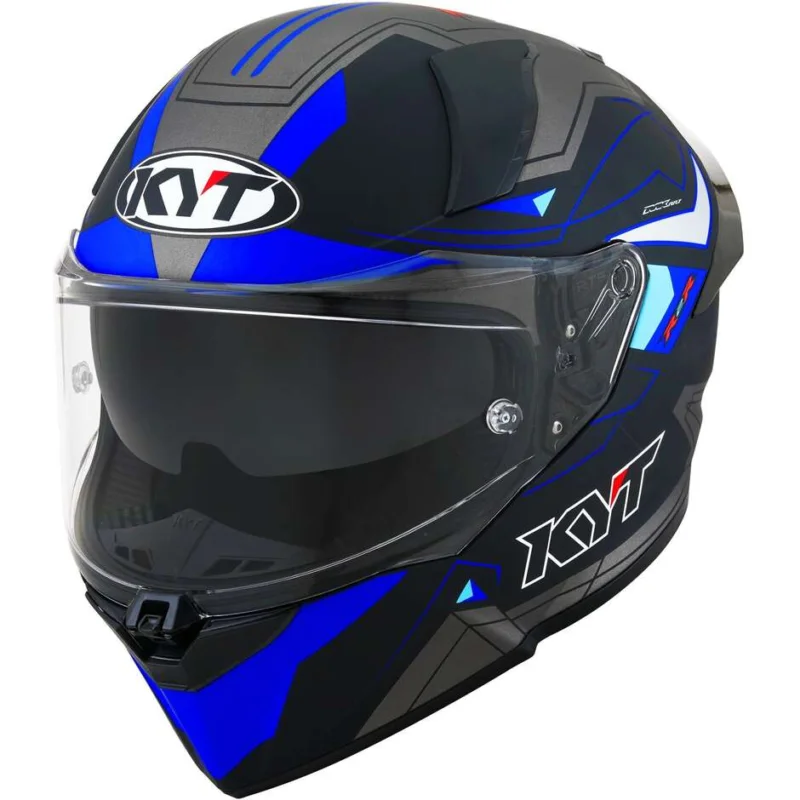 Casco Moto Integrale KYT R2R LED Opaco Nero Blu Pagamento Sicuro