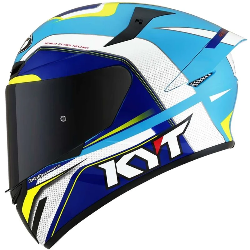 Casco Moto Integrale KYT TT-COURSE GRAND PRIX Bianco Azzurro Prezzo Basso