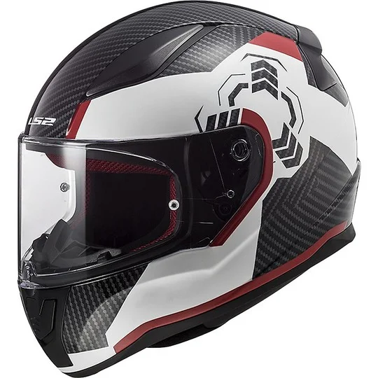 Casco Moto Integrale LS2 FF353 RAPID Ghost Bianco Nero Rosso Reso Gratuito