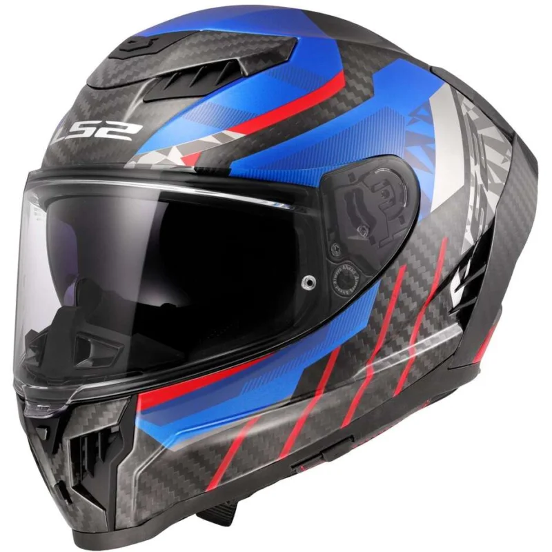 Casco Moto Integrale LS2 FF807 DRAGON TRAX Blue Rosso Bestseller