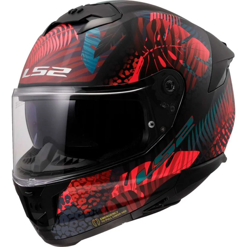 Casco Moto Integrale Ls2 FF808 STREAM II Jungle Nero Opaco Blu Rosa Reso Gratuito