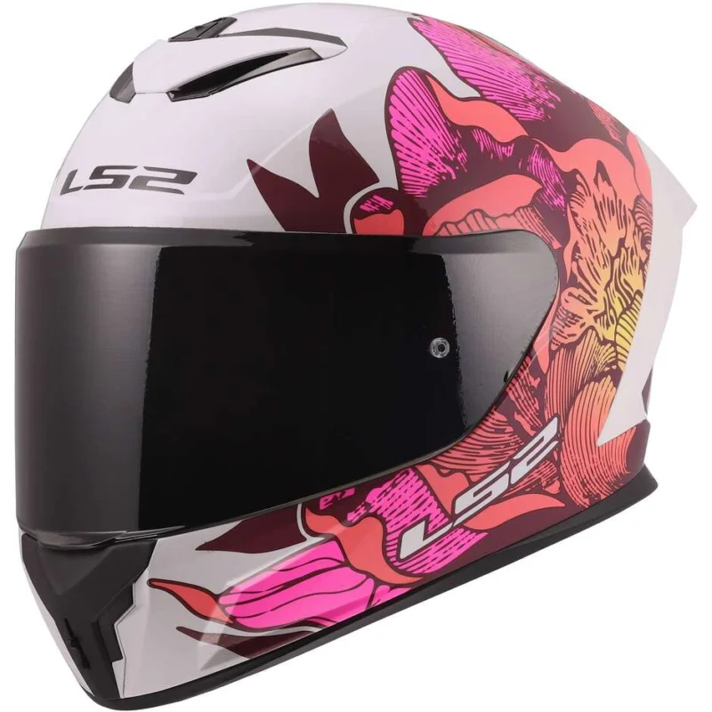 Casco Moto Integrale LS2 FF820 RAPID III POPPIES II Bianco Rosa Quantità Limitata