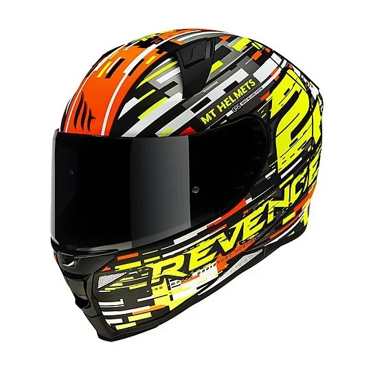 Non Perdere Casco Moto Integrale Mt Helmet REVENGE 2 BAYE A4 Giallo Fluo Perla Lucido