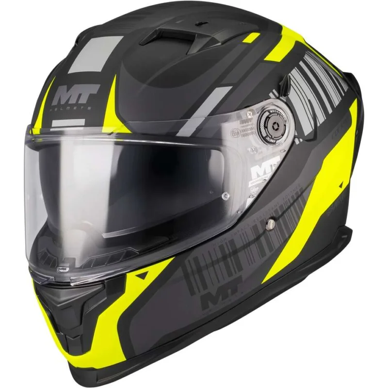Casco Moto Integrale Mt Helmets BRAKER SV COCKPIT B13 Giallo Fluo Grigio Nero Opaco Occasione