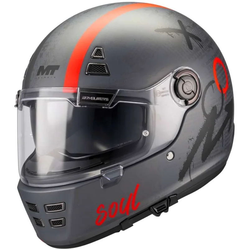 Casco Moto Integrale Mt Helmets JARAMA SV PAPERCUT C15 Grigio Rosso Opaco Ordina Subito