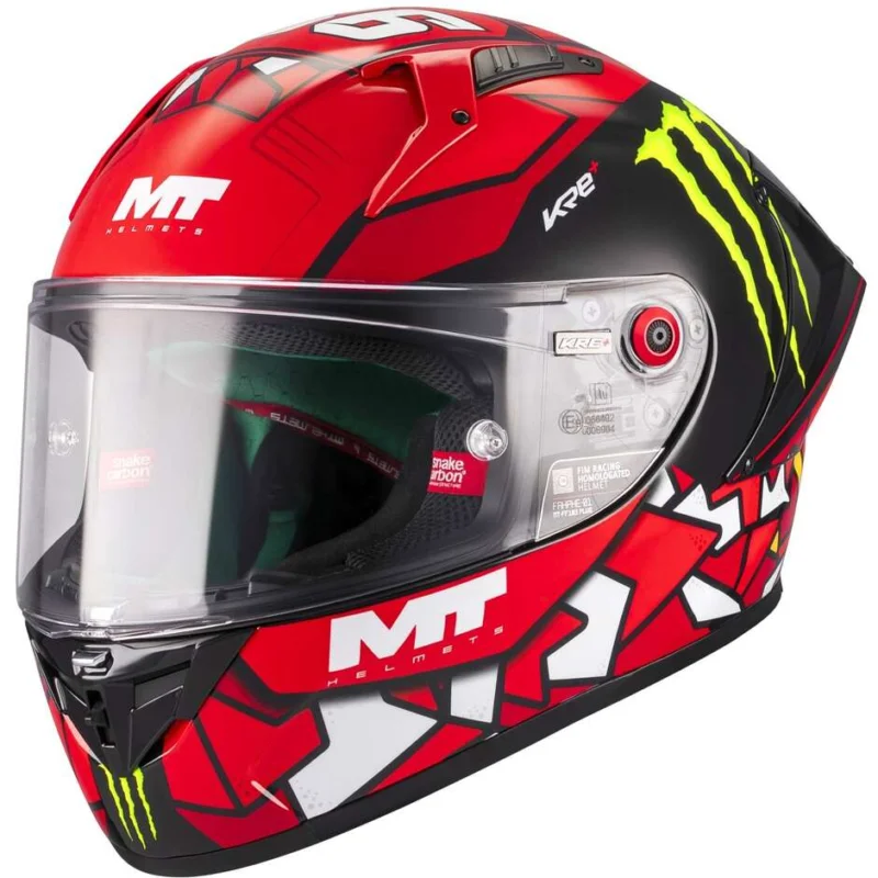 Novità Casco Moto Integrale Mt Helmets KRE+ S PIQUERAS B5 Rosso Lucido