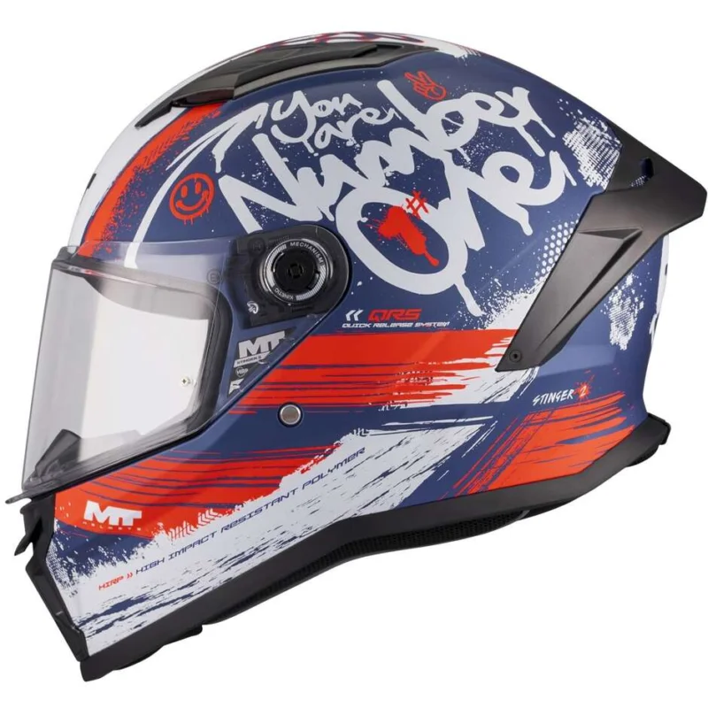 Affare Casco Moto Integrale Mt Helmets STINGER 2 ROCKET C17 Blu Rosso Bianco Opaco