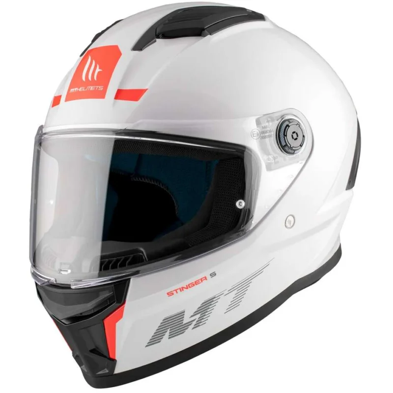Casco Moto Integrale Mt Helmets STINGER 2 SOLID A0 Perla Lucido Bianco Solo Oggi
