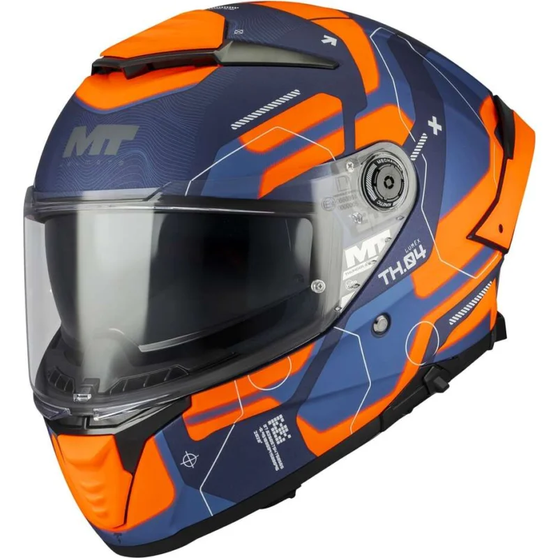 Casco Moto Integrale Mt Helmets THUNDER 4 SV LUMEX C24 Blu Arancio Opaco Spedizione Espresso
