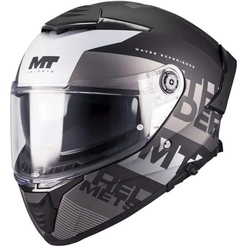 Casco Moto Integrale Mt Helmets THUNDER 4 SV WAVES B2 Bianco Nero Opaco Spedito Oggi