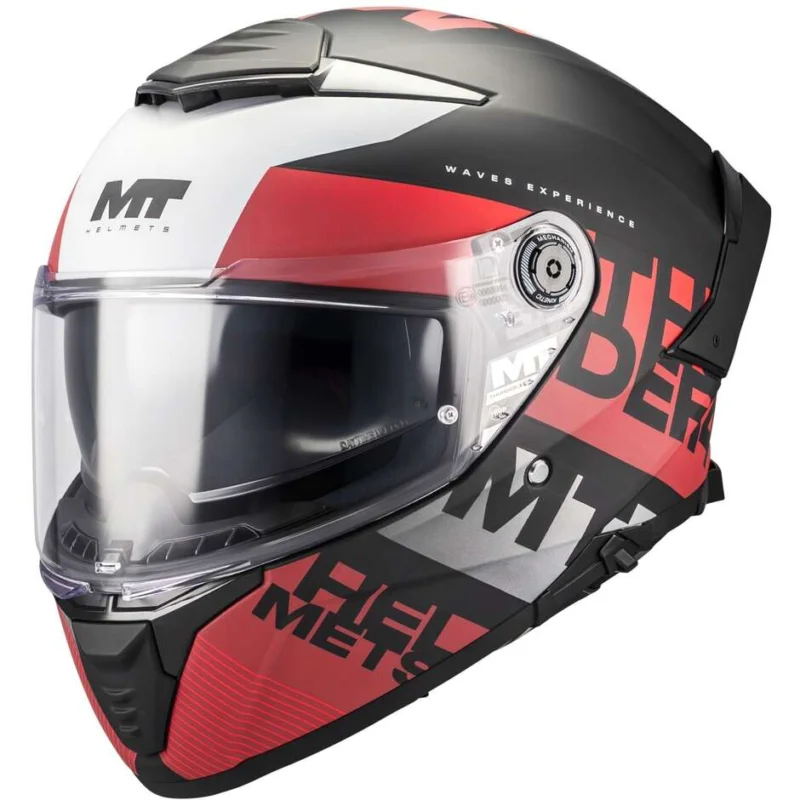 Casco Moto Integrale Mt Helmets THUNDER 4 SV WAVES B5 Rosso Nero Opaco Occasione Imperdibile