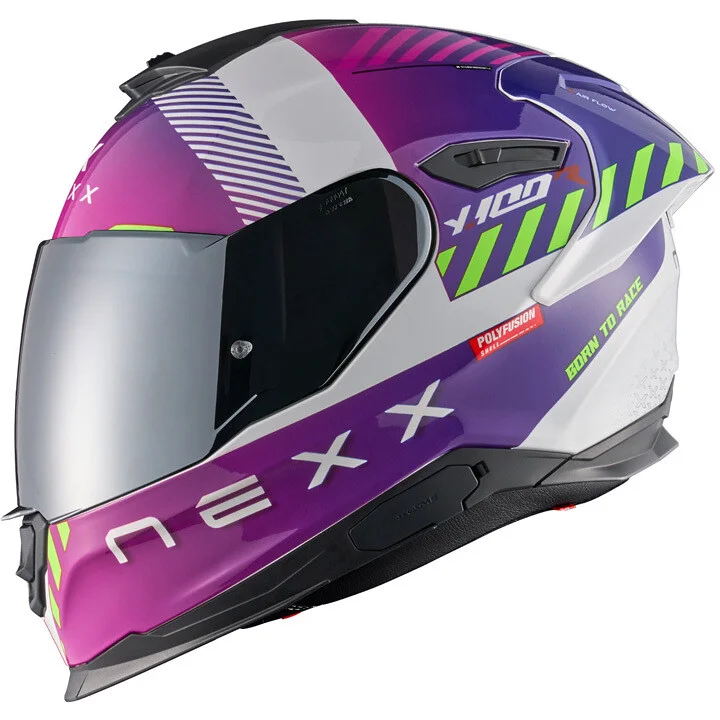 Casco Moto Integrale Nexx Y.100R Fade Biacno Viola Spedito Oggi